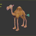 Cartoon Yellow Dromedary Camel Standing On Dark Background With Reflection 3d model