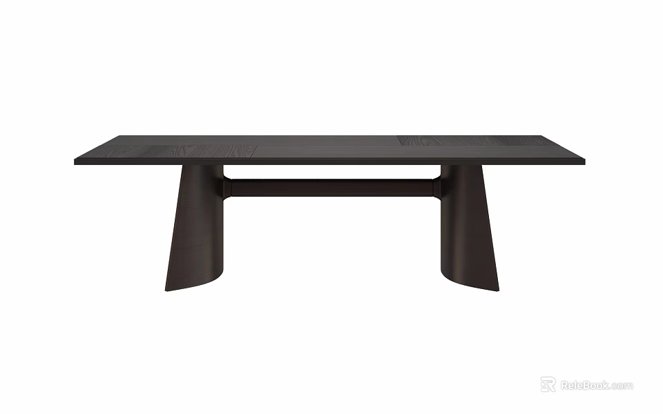 Sleek Modern Dining Table With Black Wooden Top And Geometric Metal Legs Design 3d model 