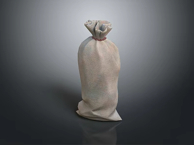 Durable Natural Hemp Storage Sack With Tied Top For Home Use 3d model