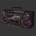 Black Portable Stereo Boombox With Large Speakers Handle Design And Control Buttons