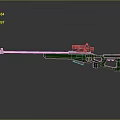 Green Sniper Rifle 3D Model With Silver Barrel Scope Trigger And Grip