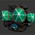 Vibrant Green Blue Crystal Cluster With Red Rope Wrapped On Stone Base