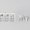 Modern Stylish Dining Table Set With White Table And Grey Chairs Minimalist Design 3d model