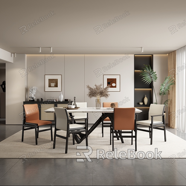 Modern Dining Room Living Room Dining Table and Chair Combination model