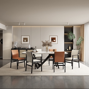 Modern Dining Room Living Room Dining Table and Chair Combination 3d model