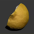 Fresh Cut Open Lemon With Juicy Pulp And Yellow Peel On Reflective Surface