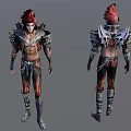 Man With Red Hair In Detailed Armor Front And Back View 3D Character Design