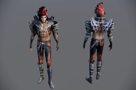 Red hair game characters 3d model