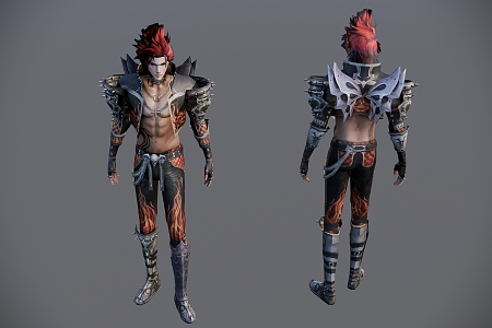 Red hair game characters 3d model