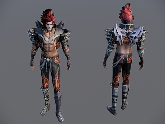 Red hair game characters 3d model