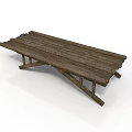 Rustic Wooden Long Table With Plank Top And Crossed Legs Design For Rustic Home Decor