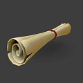 Ancient Rolled Scroll Tied With Red Ribbon On Gray Background 3d model