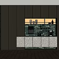 Modern Wine Cabinet With Glass Doors And Marble Countertop In Kitchen Interior Design