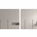 Modern Light Gray Wardrobe with Multiple Doors Open Compartment Mirror and Small Shelf 3d model