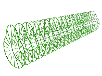 Green Spiral Tubular Structure With Interconnected Rings And Hollow Design 3d model