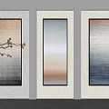 Three Abstract Paintings With Gradient Tones As Modern Wall Art Decor 3d model