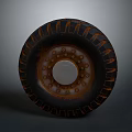 Car Tire With Rustic Metal Hub And Deep Tread Design For Vehicles