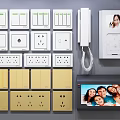 Modern Switch Socket Switch Building Phone Video Phone 3d model