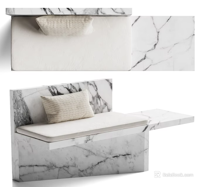 Modern Marble Stool Design With Comfortable Seat Cushion And Elegant Interior Style 3d model 