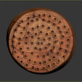 Wood Stone Circular Decorative Piece With Orange Surface Holes And Cracks