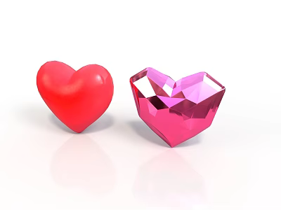 Two Colorful Heart Shaped Daily Life Items With Red Soft And Pink Faceted Design 3d model