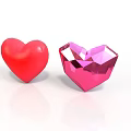Two Colorful Heart Shaped Daily Life Items With Red Soft And Pink Faceted Design
