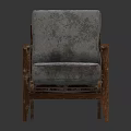 Single Sofa With Gray Fabric Upholstery And Wooden Arms And Legs Design