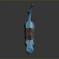 Blue Cat Like Creature Sculpture Featuring Green Cloth Saddle And White Ornament Details