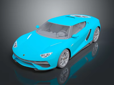 Blue Sports Car With Sleek Modern Design And Silver Alloy Wheels 3d model