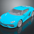 Blue Sports Car With Sleek Modern Design And Silver Alloy Wheels