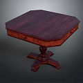 Traditional Octagonal Wooden Table With Dark Brown Tabletop Drawers And Pedestal Legs