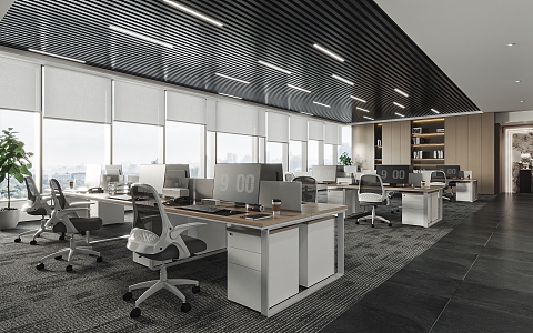 Public office area Open office area 3d model