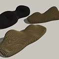 Modern Wave Shaped Leisure Chairs With Striped Texture In Black And Brown
