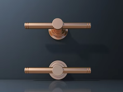 Two Golden Metal Handles With Modern Design On Dark Background 3d model