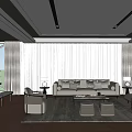 Modern Office Interior Design With Comfortable Sofa Coffee Table And Area Rug 3d model