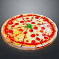 Freshly Baked Round Pizza With Tomato Sauce Melted Cheese And Green Basil Leaves Topping