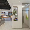 Modern Coffee Shop Store Front Desk With Glass Facade And Signage