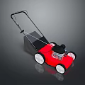 Red Hand Push Lawn Mower With Black Handle Grass Collector And White Wheels