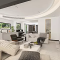 Modern Living Dining Room Interior With Beige Sofa Black Chair Rug And Green Plants