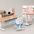 Adjustable Kids Desk With Bookshelf Storage And Ergonomic Chair For Study