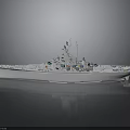 White Military Warship Model With Superstructure Antennas And Deck Equipment