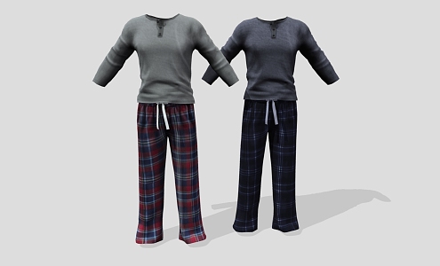 Modern Men's Pajamas Clothes Clothing suit 3d model