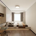 Modern Tatami Bedroom Interior Design With Tatami Bed Desk Chair And Window
