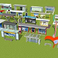 Various Modern Bus Stop Designs With Different Structures And Styles 3d model