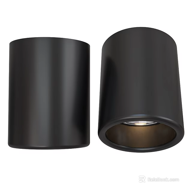 Black Cylindrical Downlights Modern Ceiling Lighting Fixtures with Sleek Glossy Finish 3d model 