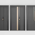 Modern Security Doors With Three Different Designs Black Surface And Gold Accent Strips 3d model