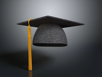 Black Graduation Cap with Yellow Tassel as Daily Life Essential Item 3d model