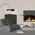 Lazy Sofa Single Sofa Fireplace Ornaments Combination 3d model