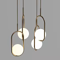 Modern Gold Metal Chandelier With Circular Frame And White Spherical Shades