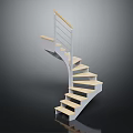Modern Spiral Staircase Design With Wooden Treads And Metal Railing